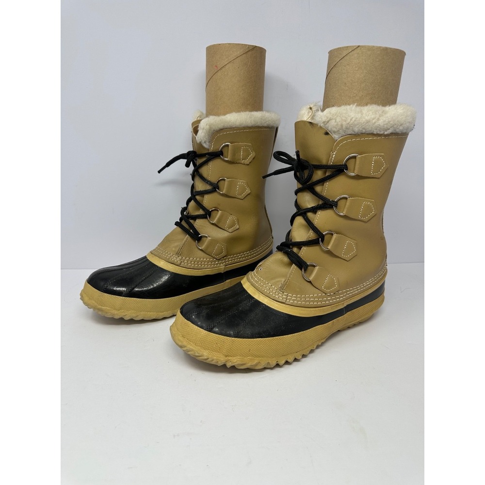 Sorel Boots Men's 8 Tan Manitou Wool Lined Waterproof Winter Snow Duck V6